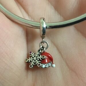 S925 Snowflake Santa Hat Christmas Charm Pandora Style